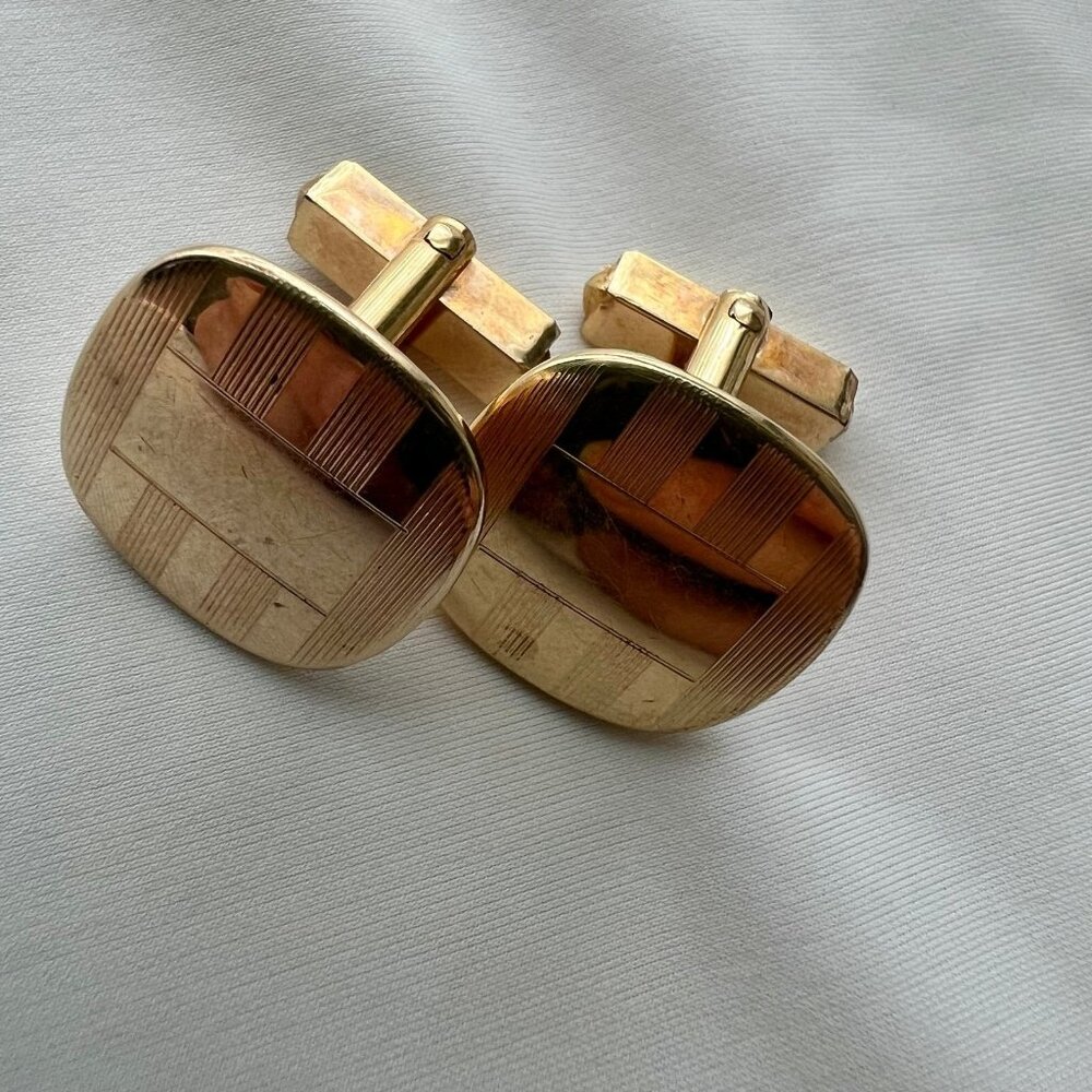 Vintage Anson 12 K Gold Filled GF Slanted Square Cuff Links
